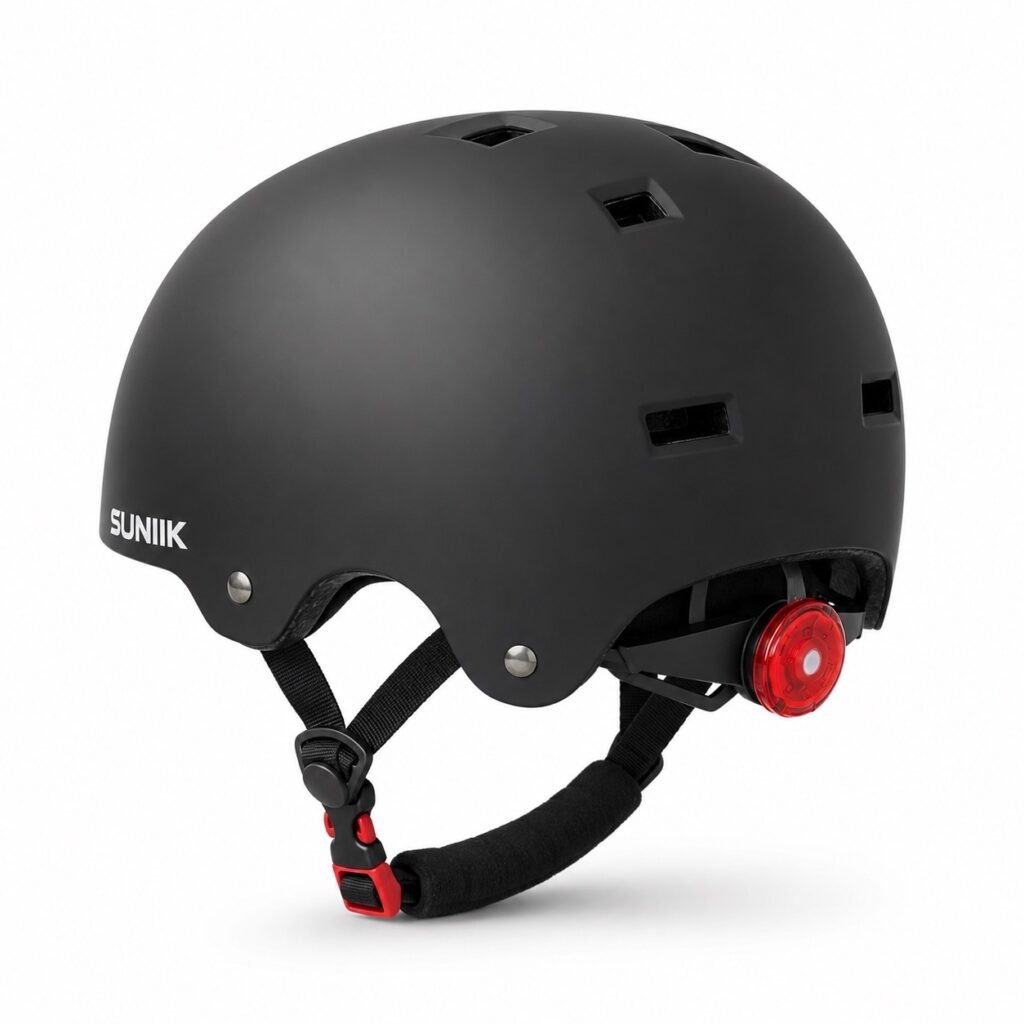 Casco Urbano Regulable Con Luz Trasero Talla L Color Negro - Cascos | PatineteDrop