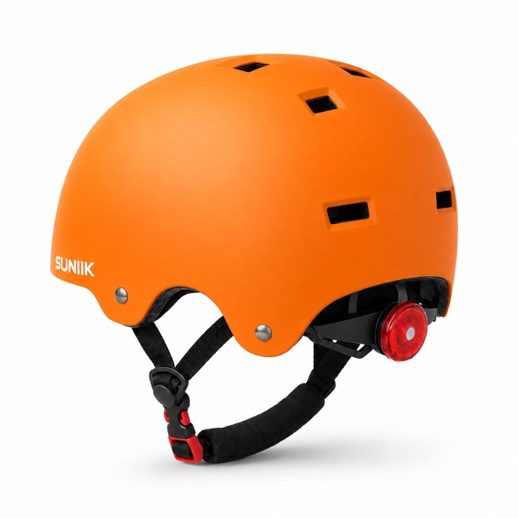 Casco Urbano Regulable Con Luz Trasero Talla L Color Naranja - Cascos | PatineteDrop