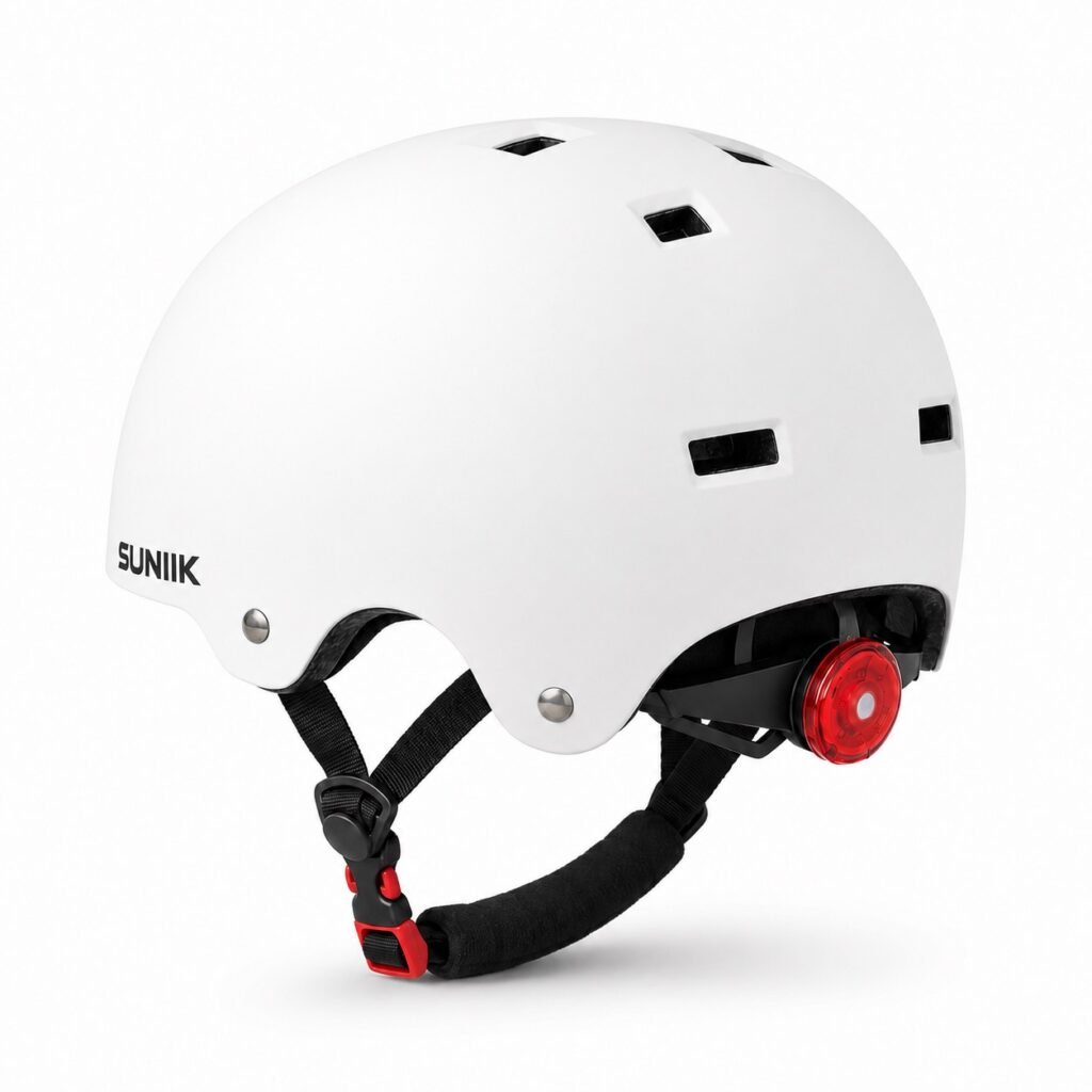 Casco Urbano Regulable Con Luz Trasero Talla L Color Blanco - Cascos | PatineteDrop
